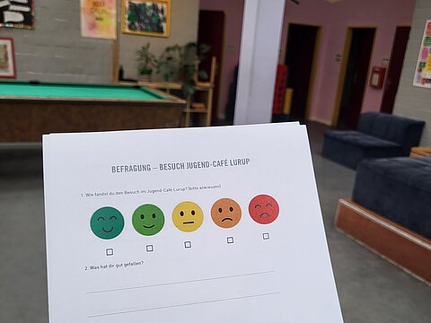 Umfrage-Zettel für die Besucher_innen im Juca Lurup